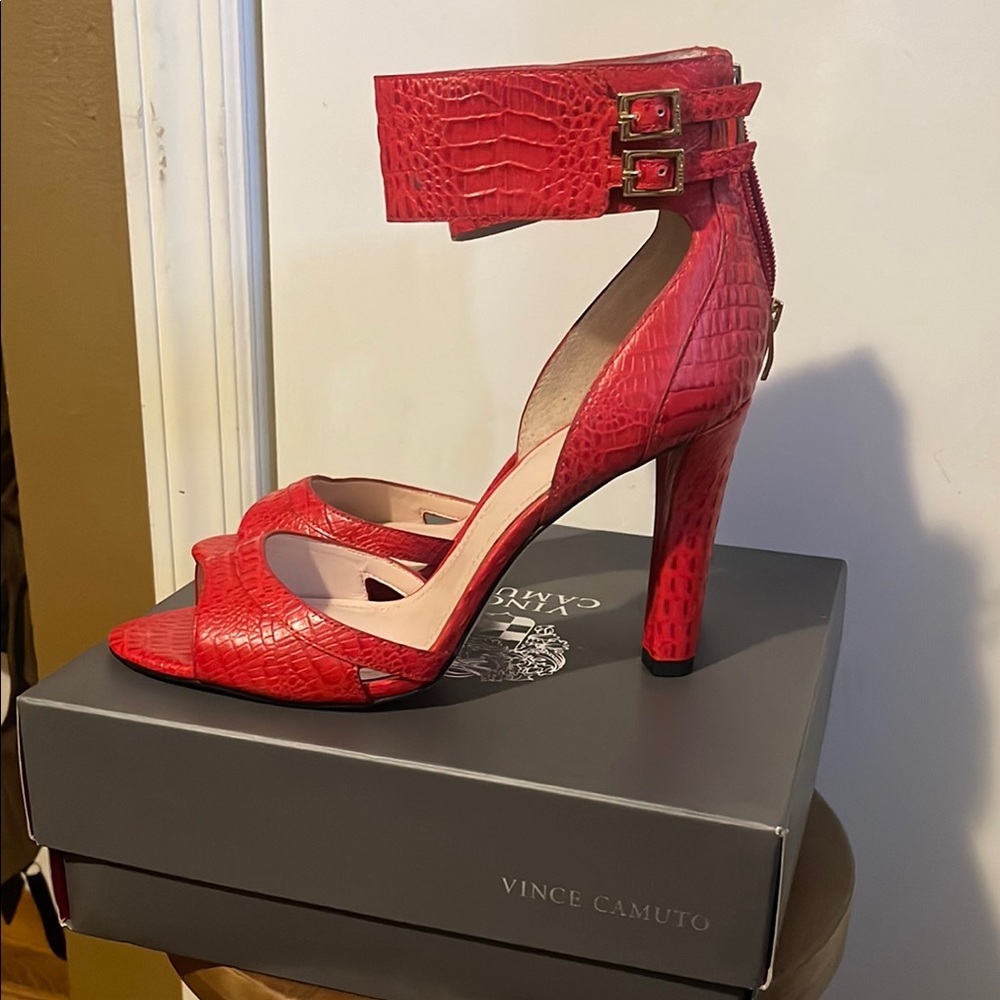 Vince Camuto Oljera Red Croc Heels